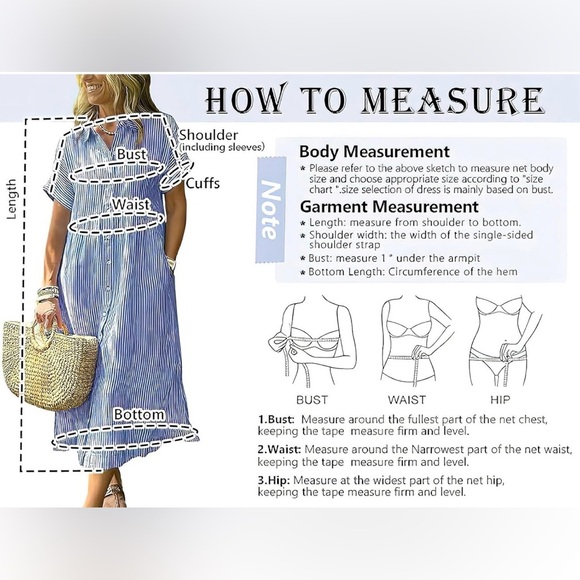 ebossy Boho Striped Button Up Side Slit Mid Long Cotton Shirt Dress with Pockets - Picture 12 of 16